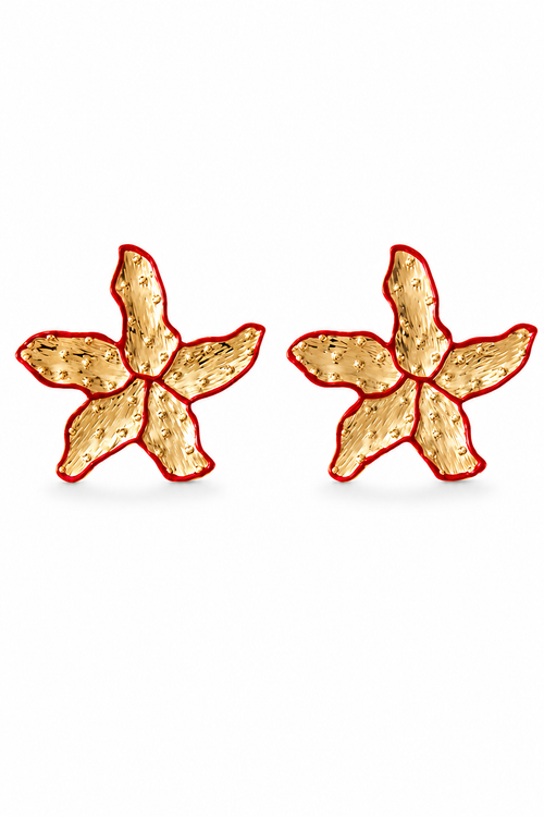 Fendleigh Laurelle Alessandra flower statement earrings in 18K gold finish