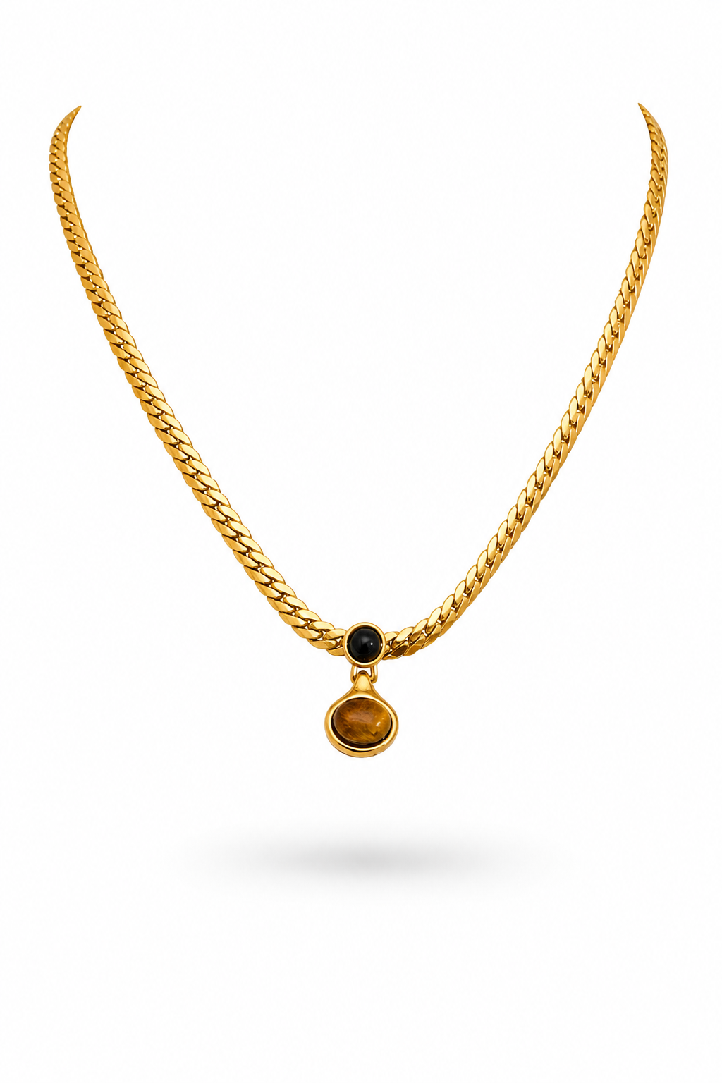 Fendleigh Laurelle Bryn Tiger Eye statement necklace in 18K gold finish