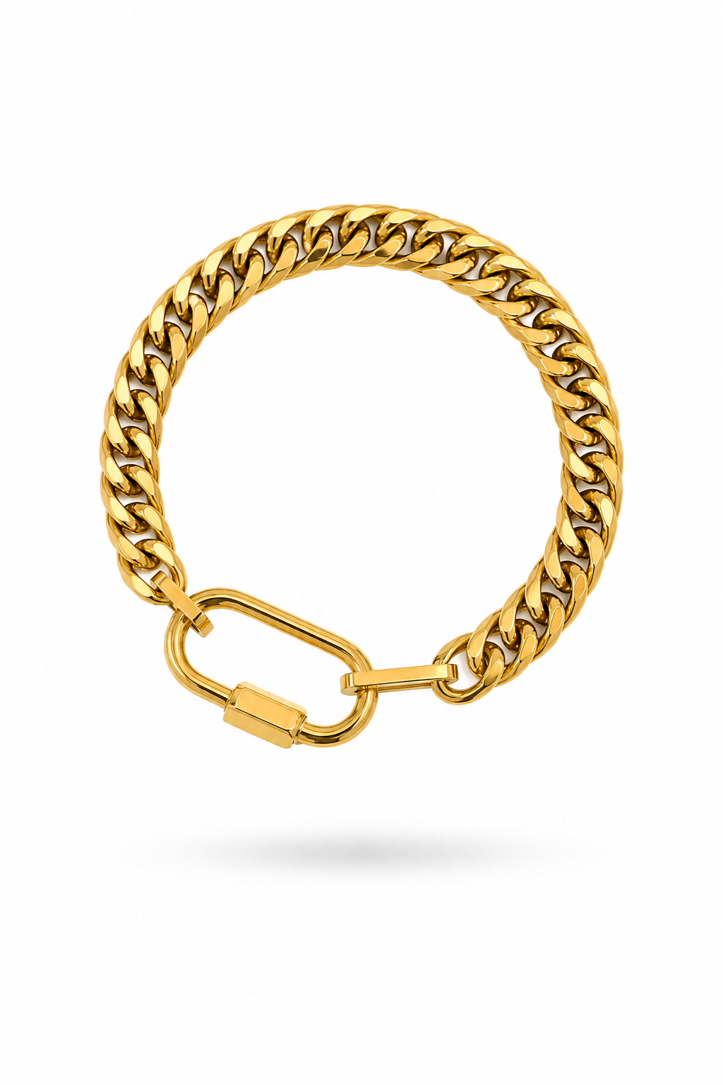 Fendleigh Laurelle Carabiner Cuban link bracelet in 18K gold finish