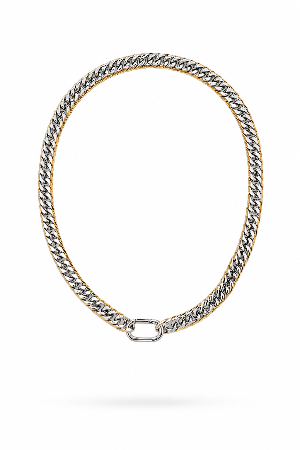 Fendleigh Laurelle Gigi two-tone Cuban link necklace in 18K gold and silver finish