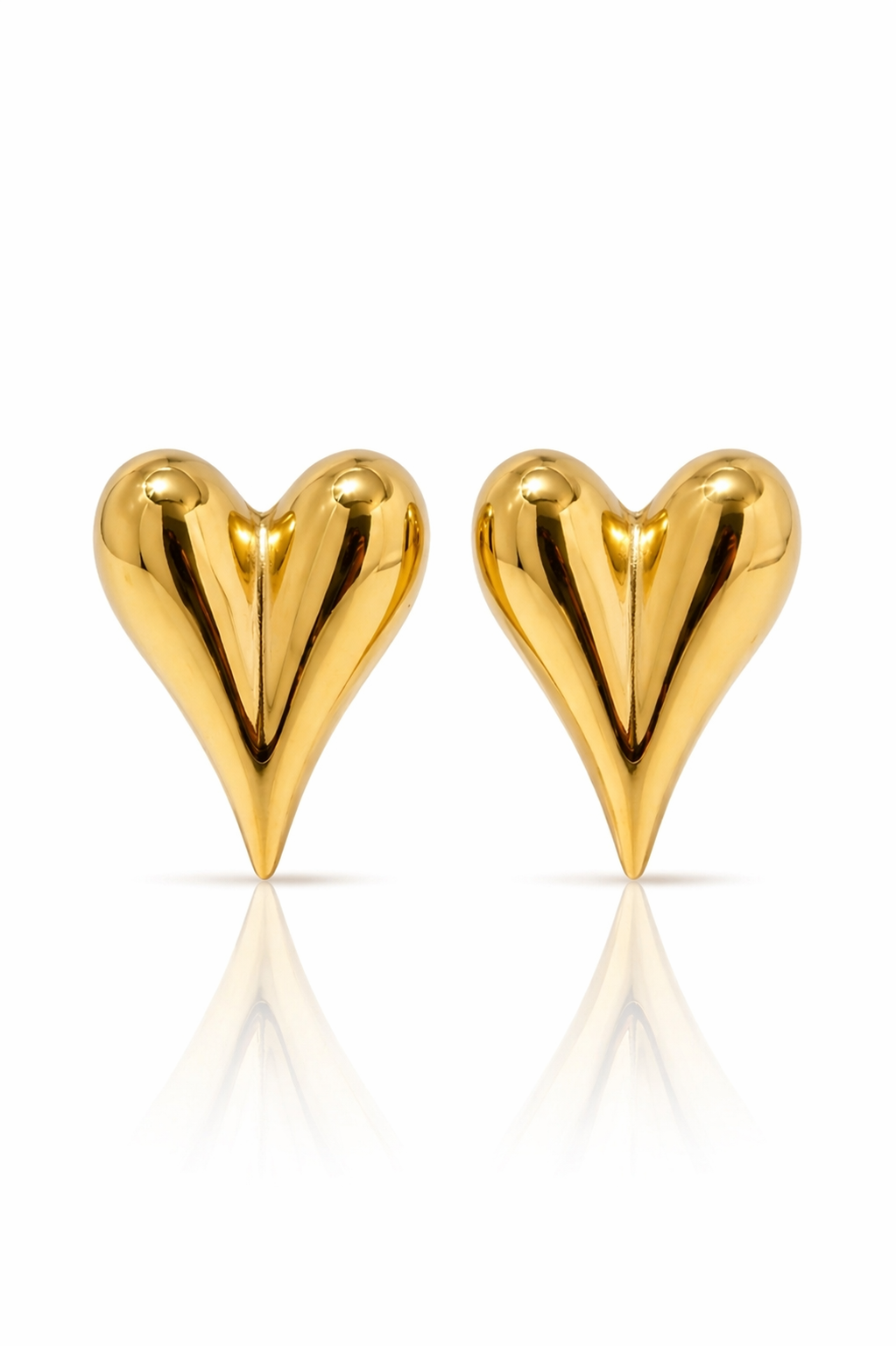 Fendleigh Laurelle Kira large heart stud earrings in 18K gold finish