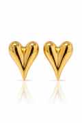 Fendleigh Laurelle Kira large heart stud earrings in 18K gold finish