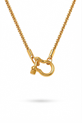 Model wearing Fendleigh Laurelle Monaco Locké necklace layered look