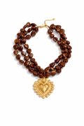 Fendleigh Laurelle Paris Heart statement necklace in 18K gold finish