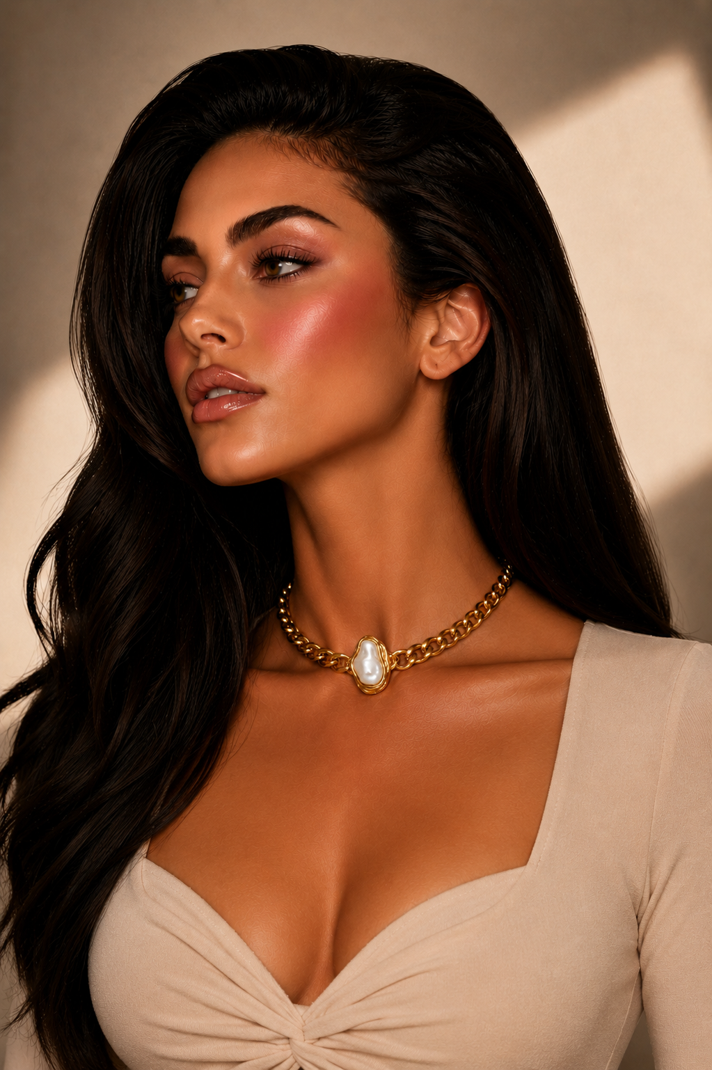 Fendleigh Laurelle Sienna Cuban choker necklace in 18K gold finish