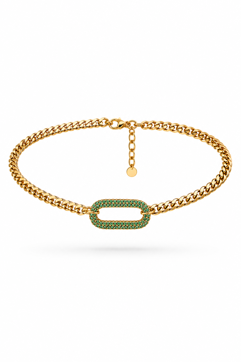 Fendleigh Laurelle Signature Green Sparkle necklace in 18K gold finish